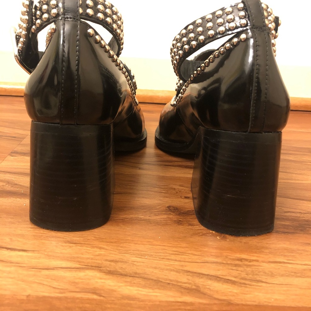 Free People Black Patent Studded Mary Jane Block Heels - Picture 7 of 9
